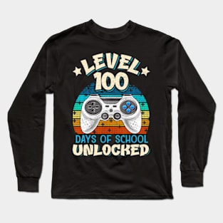 Level 100 Days Of School Unlocked 100th Day Video Gamer Long Sleeve T-Shirt